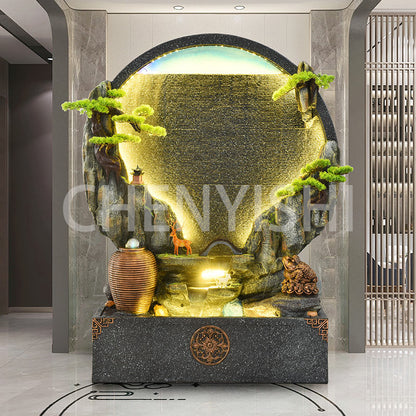 CHENYISHI Fuente de agua de cemento para interiores y exteriores con forma de sapo dorado pacífico, decoración del hogar, regalo de inauguración de la casa con Feng Shui 