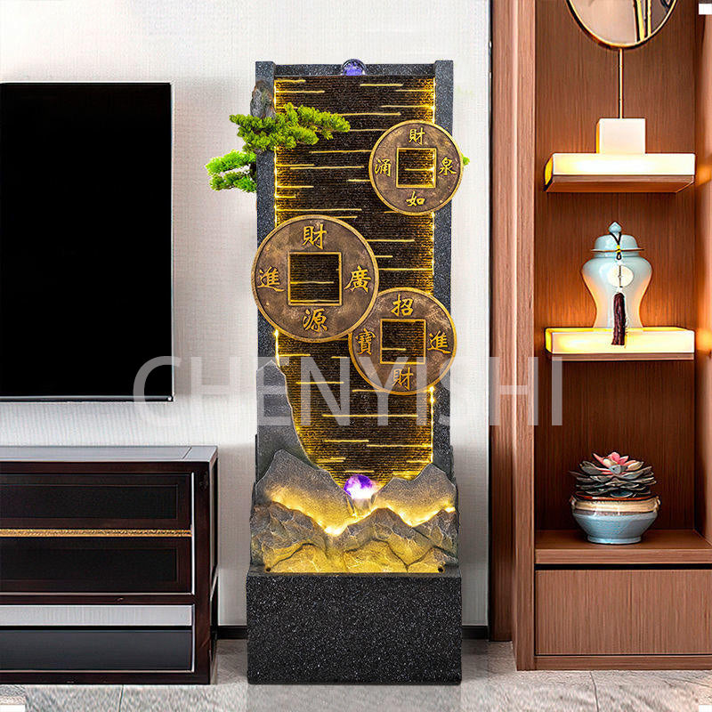 CHENYISHI Chinese-style Flowing Water Fountain Attracts Wealth And Treasures Water Curtain Wall Office Zen Water Fountain For Home Decor