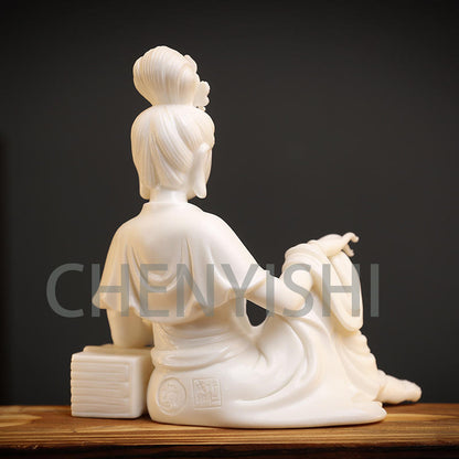 CHENYISHI - Estatua de Buda Guanyin de porcelana blanca creativa, decoración para salón de té zen, quemador de incienso con reflujo para horno de aromaterapia 