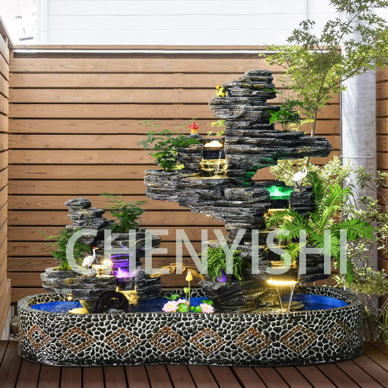 CHENYISHI Gran fuente de agua con rocalla para patio, estanque de peces, pecera, villa, paisajismo, adornos de paisaje, muebles para el hogar 