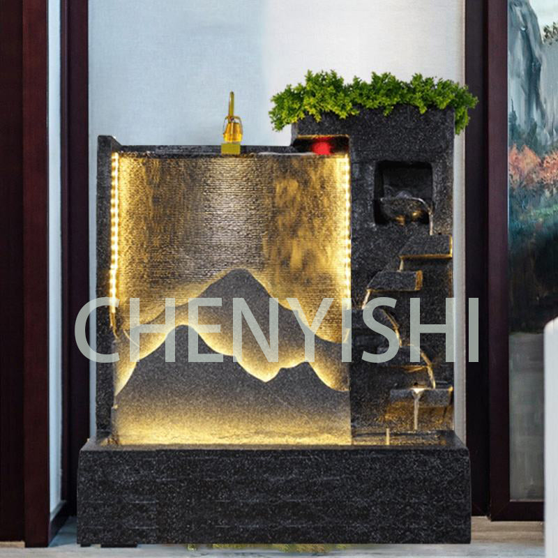 CHENYISHI Fuente de agua para exteriores, estilo retro de mediados de siglo, para jardín, cascada, fuente de cemento, decoración para vestíbulo de casa, jardín zen, fuente de lujo 