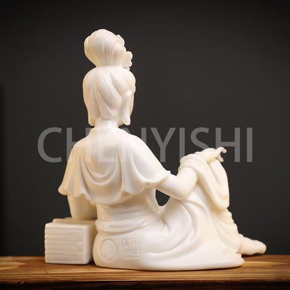 CHENYISHI - Estatua de Buda Guanyin de porcelana blanca creativa, decoración para salón de té zen, quemador de incienso con reflujo para horno de aromaterapia 