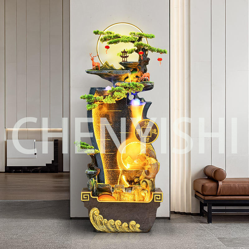 CHENYISHI Feng Shui Paisaje decorativo creativo Adornos de pie con agua circulante Fuente de agua corriente 