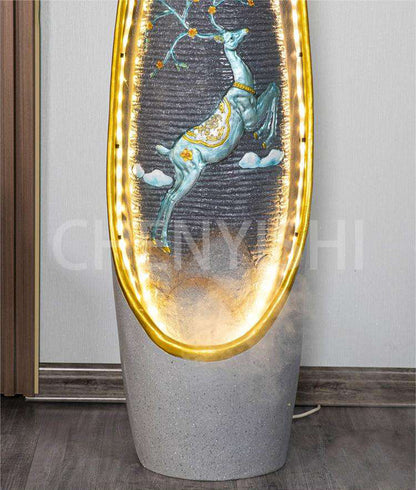 CHENYISHI Fuente de agua corriente LED para sala de estar, oficina, adornos que mejoran la fortuna, decoración del hogar Feng Shui, bola de cristal, decoración de piso 