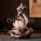 CHENYISHI Buddha Purple Sand Backflow Incense Burner Zen Bergamot Lotus Heart Lamp Circle Ornaments Ceramic Incense Holder Ornaments