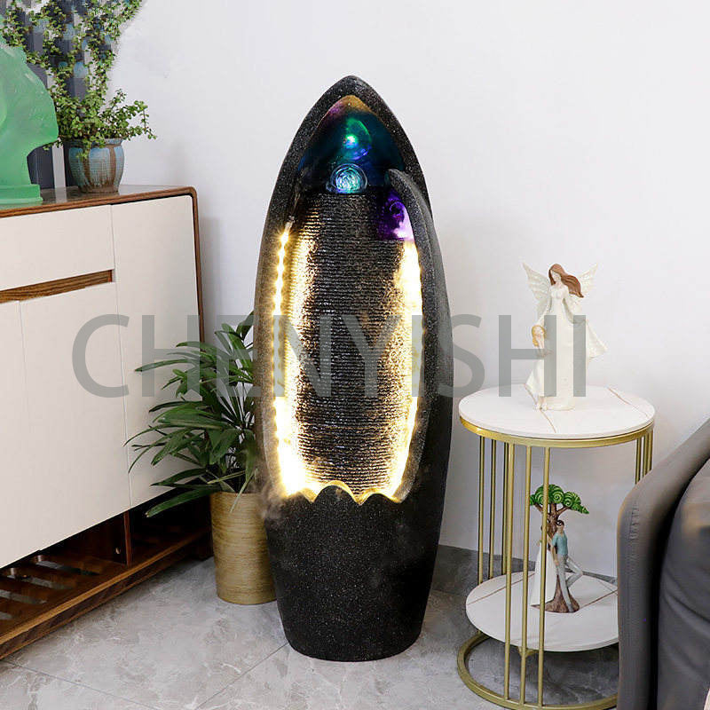 CHENYISHI Creative Circulating Water Ornaments Living Room Store Fortune Feng Shui Ball Transfer Ball Fountain Rockery LED Water Feature