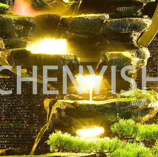 CHENYISHI Fuente moderna para interiores y exteriores, para vestíbulo de hotel, patio de casa, villa, mansión, fuente de cemento retro, decoración de suelo, cascada que fluye, LED