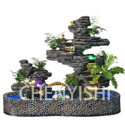 CHENYISHI Gran fuente de agua con rocalla para patio, estanque de peces, pecera, villa, paisajismo, adornos de paisaje, muebles para el hogar 