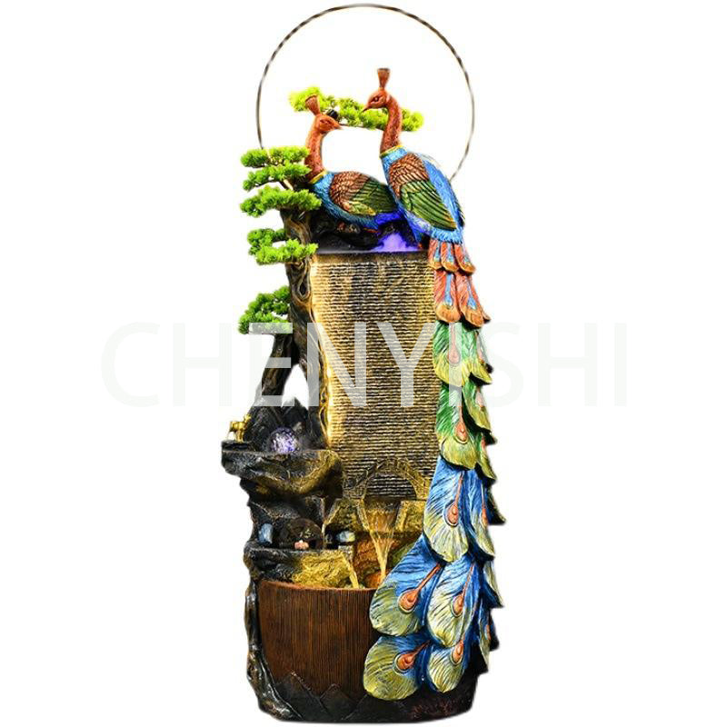 CHENYISHI Chinese Style Peacock Creative Rockery Flowing Water Fountain Ornaments Living Room Balcony Entrance Hotel Fengshui Ornaments