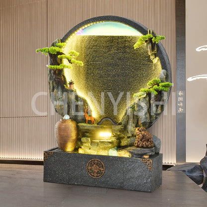 CHENYISHI Fuente de agua de cemento para interiores y exteriores con forma de sapo dorado pacífico, decoración del hogar, regalo de inauguración de la casa con Feng Shui 