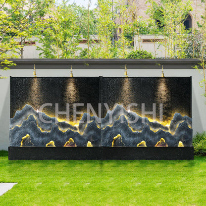 CHNEYISHI Gran fuente de agua corriente con forma de rocalla Muro cortina de agua Mampara divisoria Patio Estanque de peces Hotel Adorno para hacer fortuna 