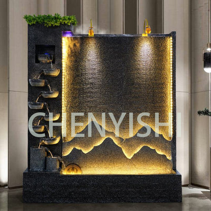 CHENYISHI Fuente de agua para exteriores, estilo retro de mediados de siglo, para jardín, cascada, fuente de cemento, decoración para vestíbulo de casa, jardín zen, fuente de lujo 