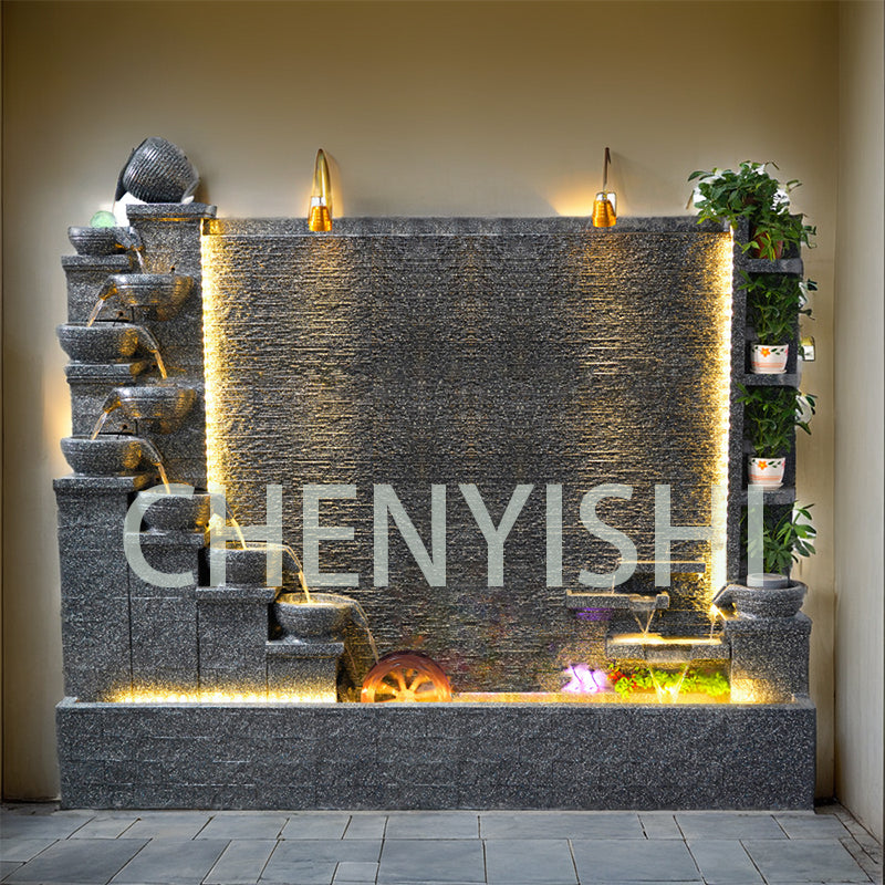 CHENYISHI Fuente de agua para exteriores de 2 metros, decoración de jardín, villa, fuente grande, cascada, fuentes de hormigón, flujos de agua zen 