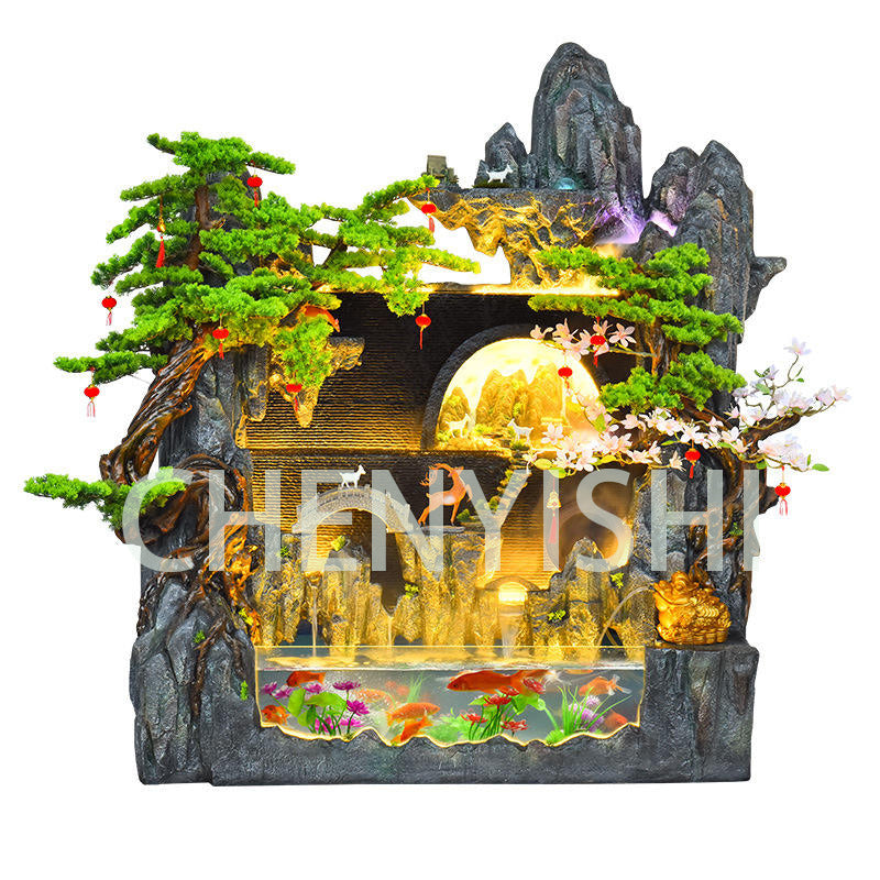 CHENYISHI Rockery Flowing Water Fountain Living Room Entrance Water Feature Fish Pond Tank Floor Standing Zen Garden Fountain