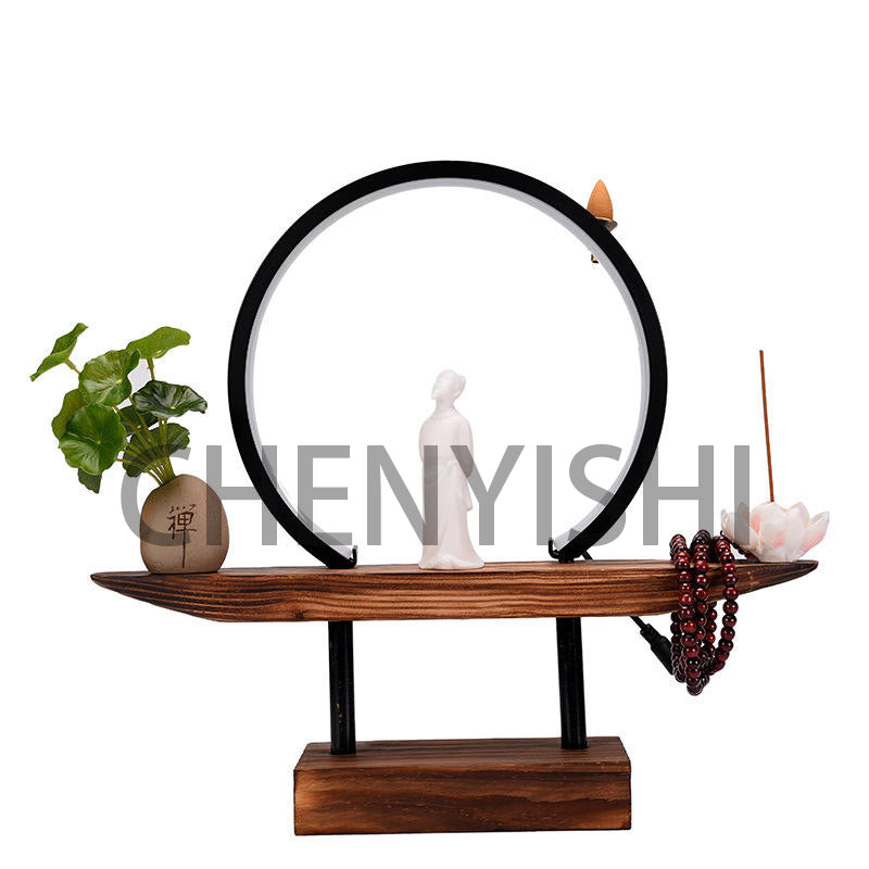 CHENYISHI Chinese Style Ornaments Large Ornaments For Living Room Creative Zen LED Lamp Circle Backflow Incense Burner