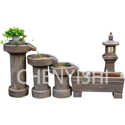 CHENYISHI Courtyard Stone Mill Alpine Water Fountain Ornaments Roof Balcony Garden Decoration Fish Pond Rockery Landscape Decor