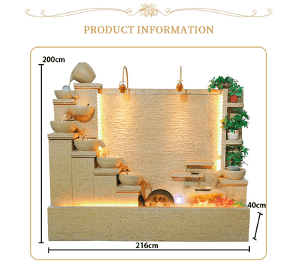 6.56ft Water Fall Outdoor Fountain Zen Yard Garden Home Villa Decoration Luxury Gift Large Waterfall Factory Wholesale