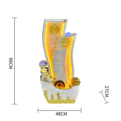 زينة الحظ المائية المتدفقة من CHENYISHI، نافورة دائرية بعجلة فنغ شوي، أثاث غرفة المعيشة، نافورة داخلية للشرفة 