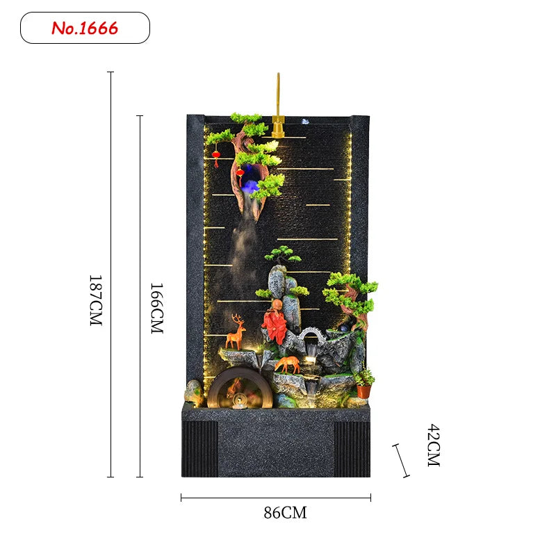 Large Water Fall Curtain Wall Rockery Luxury Villa Decoration Flowing Water Fountain Living Room Courtyard Feng Shui Ornaments