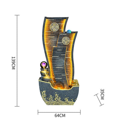 زينة الحظ المائية المتدفقة من CHENYISHI، نافورة دائرية بعجلة فنغ شوي، أثاث غرفة المعيشة، نافورة داخلية للشرفة 