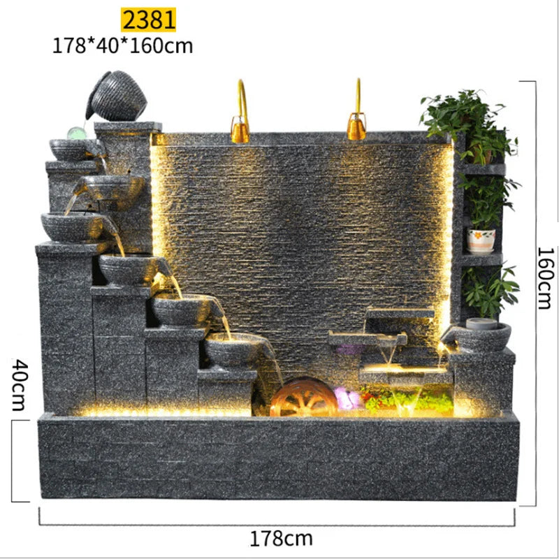 CHENYISHI Fuente de agua de lujo para exteriores, decoración de jardín, villa, fuente grande, cascada, fuentes de hormigón, flujos de agua zen 