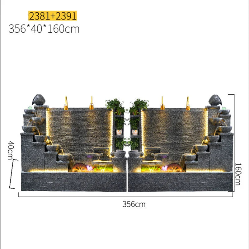 CHENYISHI Deluxe Outdoor Water Fountain Yard Garden Villa Decoration Large Fountain Waterfall Concrete Fountains Zen Water Flows