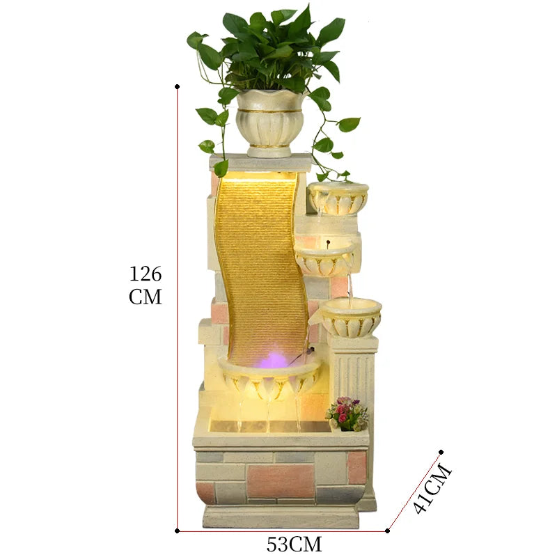 CHENYISHI Fuente de agua corriente de estilo europeo Humidificador de pecera para sala de estar Cascada de pie Regalo de inauguración de la casa 