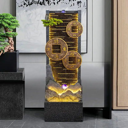 3 Sizes Zen Lucky Office Floor Decor Water Fountain Fengshui Lucky Water Curtain Wall Office Zen Fountain Housewarming Gift