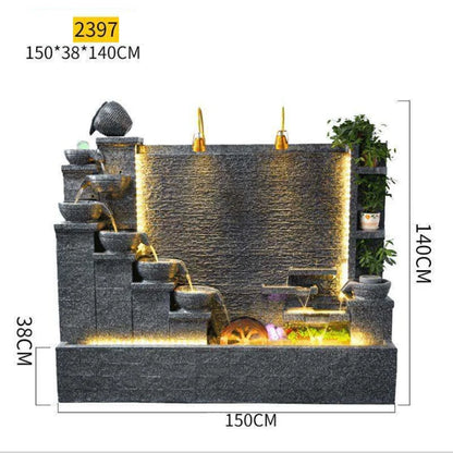 CHENYISHI Fuente de agua de lujo para exteriores, decoración de jardín, villa, fuente grande, cascada, fuentes de hormigón, flujos de agua zen 