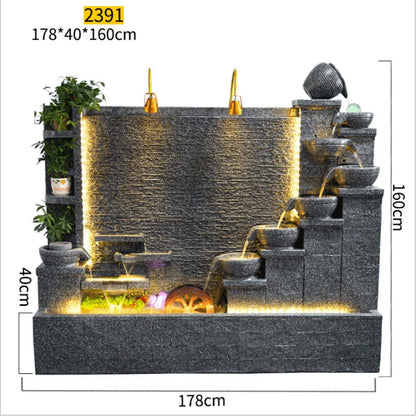 CHENYISHI Fuente de agua de lujo para exteriores, decoración de jardín, villa, fuente grande, cascada, fuentes de hormigón, flujos de agua zen 