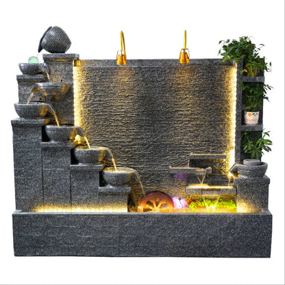 CHENYISHI Fuente de agua de lujo para exteriores, decoración de jardín, villa, fuente grande, cascada, fuentes de hormigón, flujos de agua zen 