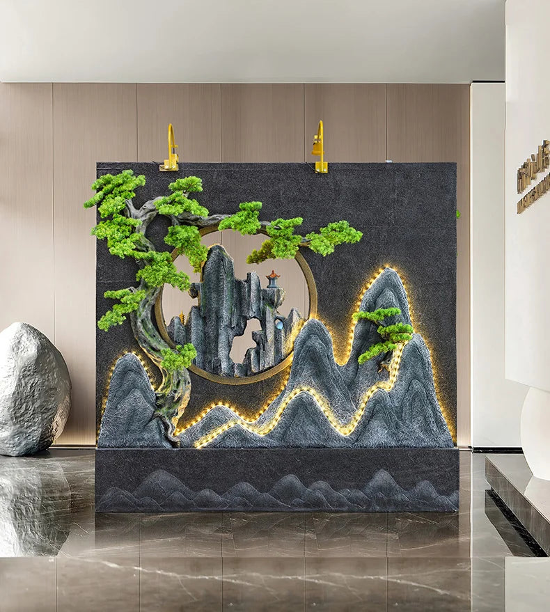 CHENYISHI Double Sided Luxury Hotel Lobby Outdoor Villa Garden Fish Pond Landscaping Indoor Waterfall Floor-standing Ornaments