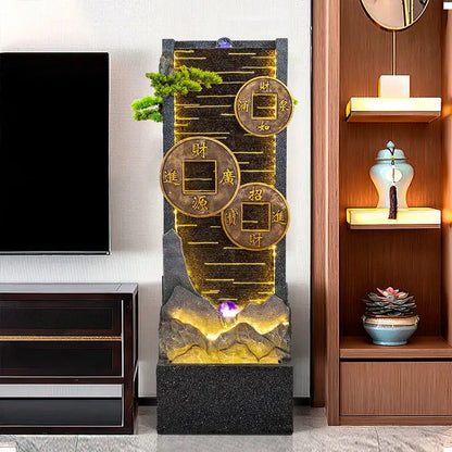 3 Sizes Zen Lucky Office Floor Decor Water Fountain Fengshui Lucky Water Curtain Wall Office Zen Fountain Housewarming Gift