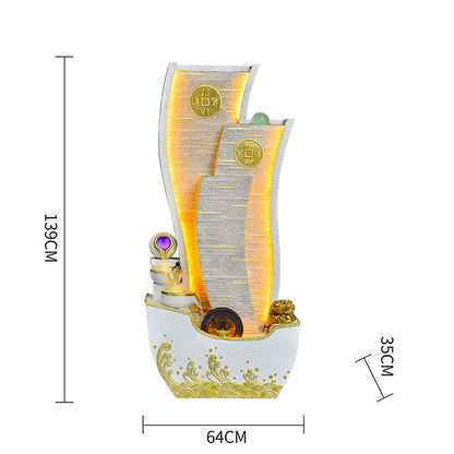زينة الحظ المائية المتدفقة من CHENYISHI، نافورة دائرية بعجلة فنغ شوي، أثاث غرفة المعيشة، نافورة داخلية للشرفة 