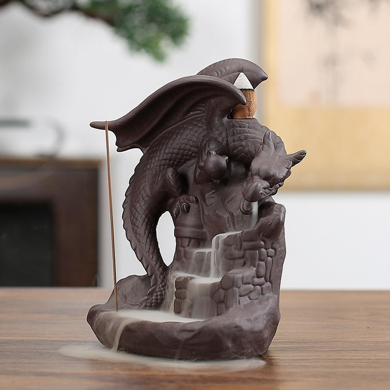 Dragon Censer Pterosaur Backflow Ceramic Backflow Incense Holder Stand Flying Dragon Zen Home Incense Burner