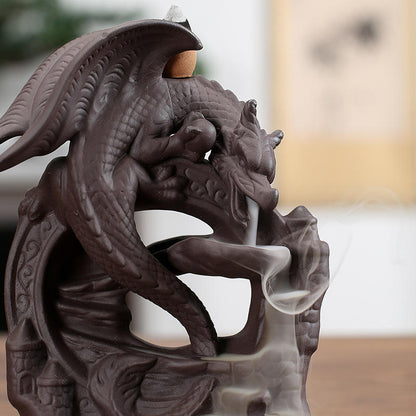 Dragon Censer Pterosaur Backflow Ceramic Backflow Incense Holder Stand Flying Dragon Zen Home Incense Burner