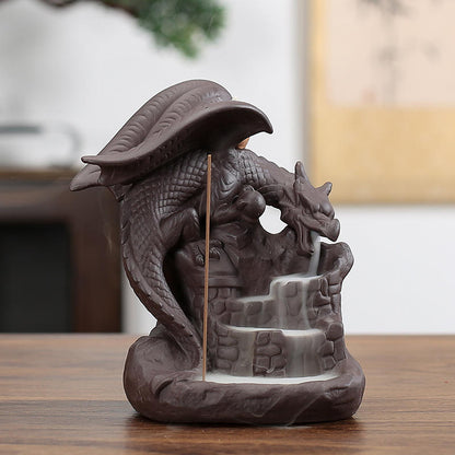 Dragon Censer Pterosaur Backflow Ceramic Backflow Incense Holder Stand Flying Dragon Zen Home Incense Burner