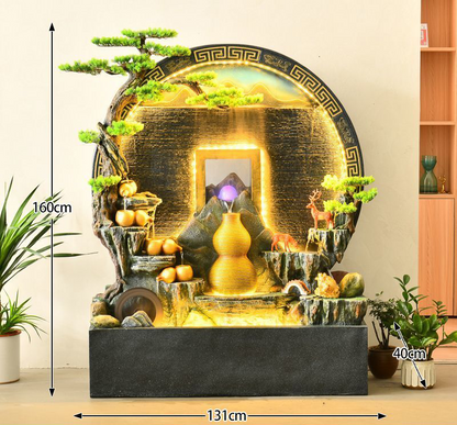 CHENYISHI Feng Shui Simple Zen Cortina de agua redonda Muro Rocalla Fuente Adornos Entrada de empresa Pantalla de agua Decoración de piso 