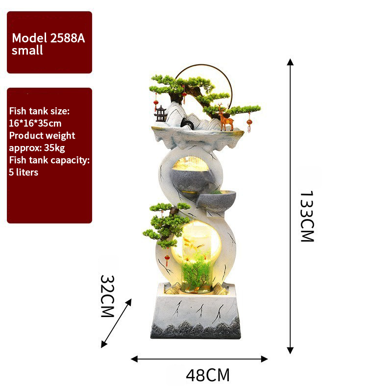 CHENYISHI Adornos de agua corriente Fuente de agua circulante Luz moderna Sala de estar de lujo para el hogar Decoración del piso del vestíbulo del tanque de peces de la suerte 