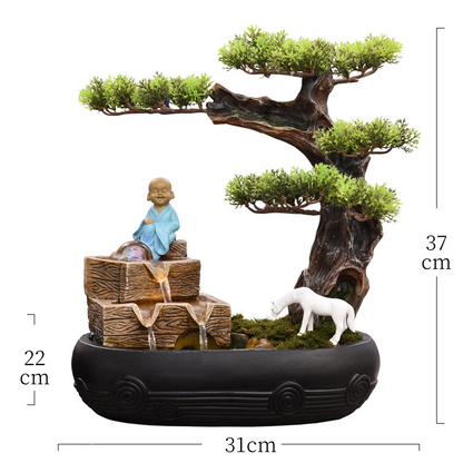 CHENYISHI Venta al por mayor Fuente de agua corriente de rocalla de estilo chino Bonsai Sala de estar interior Adornos de escritorio de pino Feng Shui acogedores 