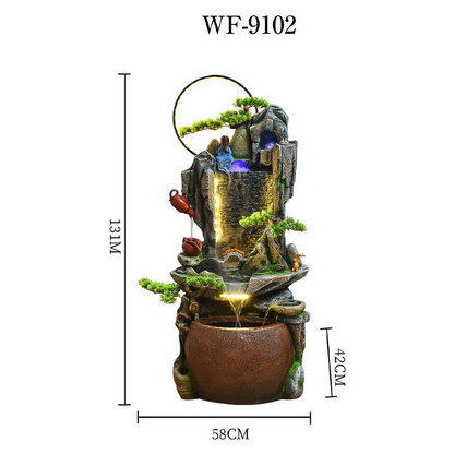 CHENYISHI Chinese Zen Style Flowing Water Wealth Ornaments Circulating Water Rockery Fountain Feng Shui Living Room Water Feature