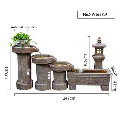 CHENYISHI Courtyard Stone Mill Alpine Water Fountain Ornaments Roof Balcony Garden Decoration Fish Pond Rockery Landscape Decor