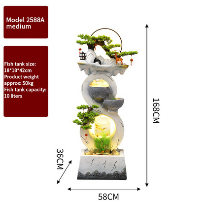 CHENYISHI Adornos de agua corriente Fuente de agua circulante Luz moderna Sala de estar de lujo para el hogar Decoración del piso del vestíbulo del tanque de peces de la suerte 