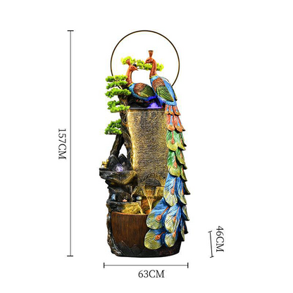 CHENYISHI Chinese Style Peacock Creative Rockery Flowing Water Fountain Ornaments Living Room Balcony Entrance Hotel Fengshui Ornaments