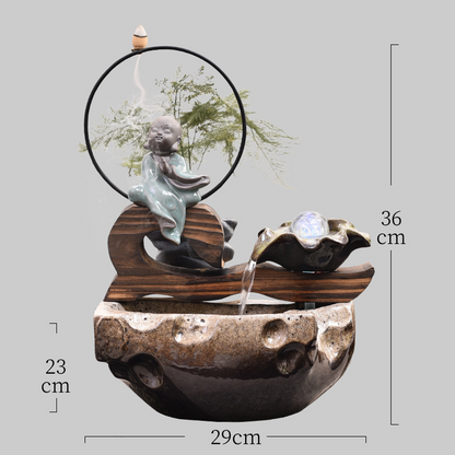 CHENYISHI Adornos creativos de rocalla pequeña Maceta de agua corriente Sala de estar Oficina Feng Shui Circulación Adorno de cerámica Fuente de interior 