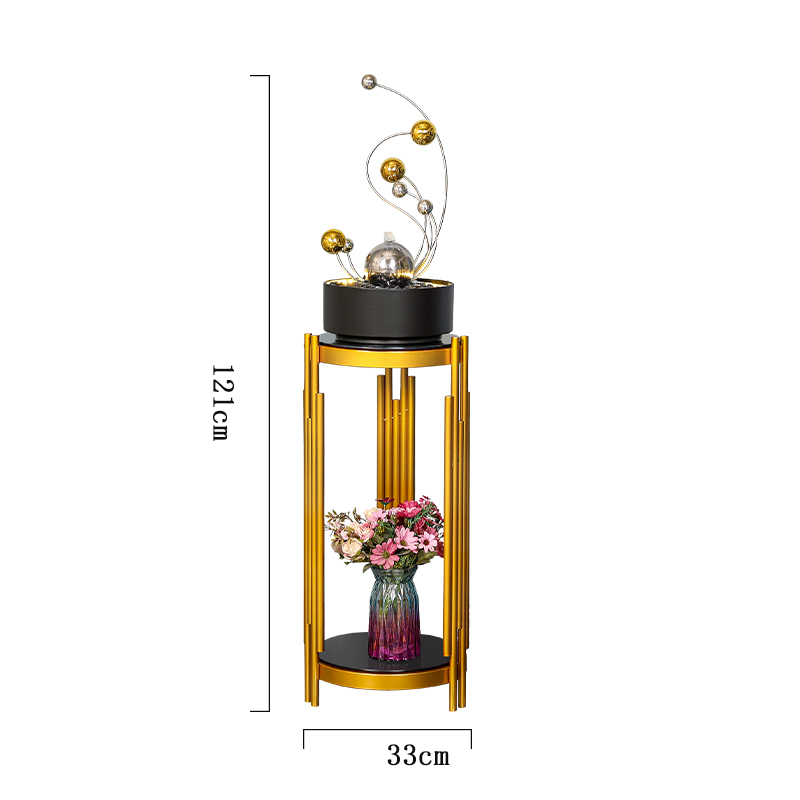 CHENYISHI Fuente de agua de acero inoxidable para interiores, luz de la suerte, adornos de agua corriente de lujo, artesanías de escritorio de hierro forjado modernas 