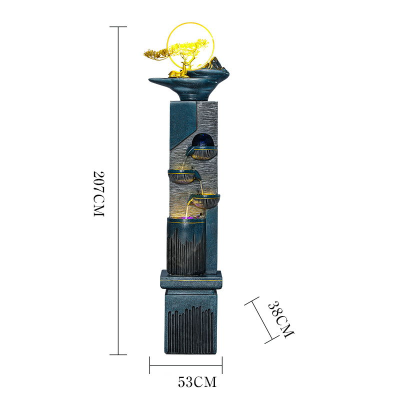 CHENYISHI Fuente vertical moderna para exteriores e interiores, para vestíbulo de hotel, patio de casa, villa, mansión, fuente de cemento retro, decoración de suelo que fluye 