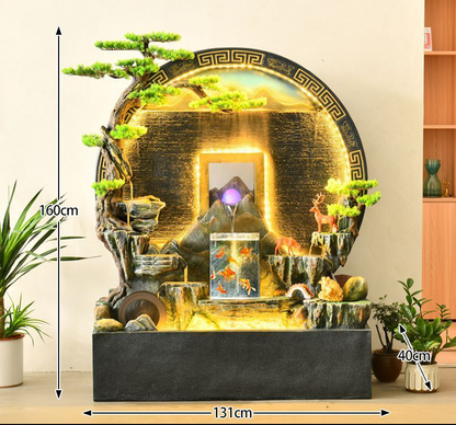 CHENYISHI Feng Shui Simple Zen Round Water Curtain Wall Rockery Fountain Ornaments Company Entrance Water Screen Floor decoration