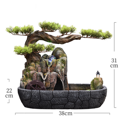 CHENYISHI Venta al por mayor Fuente de agua corriente de rocalla de estilo chino Bonsai Sala de estar interior Adornos de escritorio de pino Feng Shui acogedores 