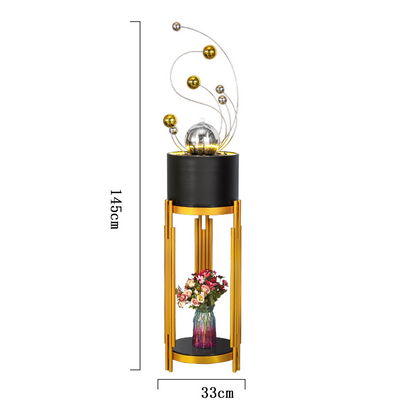 CHENYISHI Fuente de agua de acero inoxidable para interiores, luz de la suerte, adornos de agua corriente de lujo, artesanías de escritorio de hierro forjado modernas 